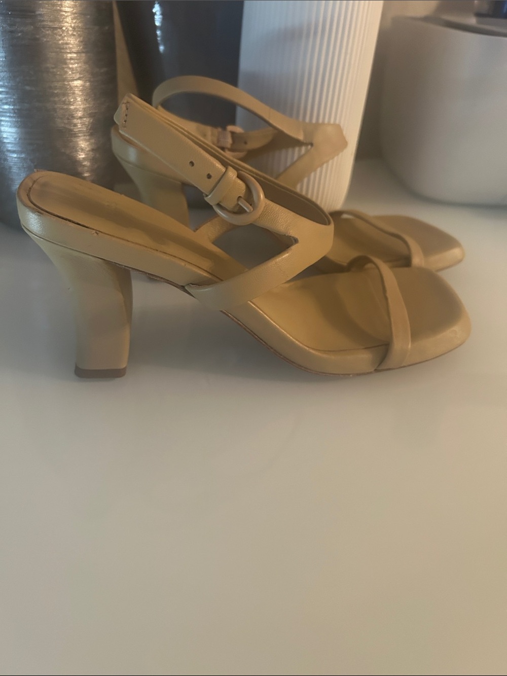 Vince Tan Leather Ankle-Strap Sandals - Picture 2 of 3